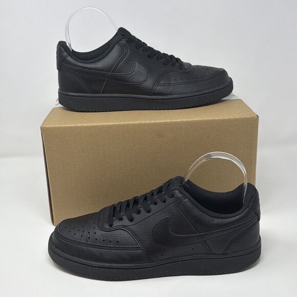 Nike Court Vision Low Next Nature Mens Sneakers Triple Black DH2987-002 Size 8.5